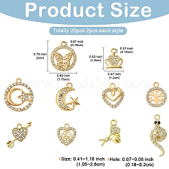10 Stile Legierung Kristall Strass Anhänger&nbsp;FIND-YW0005-21