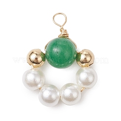 5 stücke 5 farben natürliche rose quarz & tiger eye & karneol & aventurin & quarz und abs kunststoff imitation perle anhänger&nbsp;PALLOY-JF03196