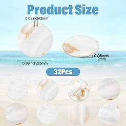 32 colgante de concha de agua dulce natural plana&nbsp;SHEL-SC0001-98B