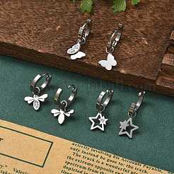 3 Paar 3 Stile Weihnachten 304 Edelstahl Creolen-Sets für Frauen&nbsp;EJEW-K279-08D-P
