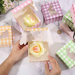 24 Stück 6 Farben Tartan Faltschachteln aus Papier Süßigkeiten Verpackung mit Kaninchen Fenster&nbsp;CON-WH0085-193