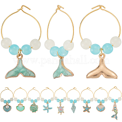 20 Stück 10 Stile Ozean Thema Legierung Emaille Weinglas Charms&nbsp;AJEW-SC00057
