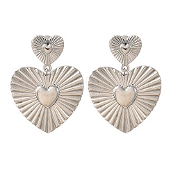 Pendientes colgantes de acero inoxidable 304 con forma de corazón&nbsp;EJEW-Z109-03P
