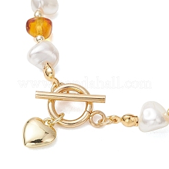 Braccialetti di perle di ambra naturale e conchiglia per le donne&nbsp;BJEW-JB13655