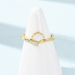 Manschettenringe aus Messing mit Mikropavé-Zirkonia für Damen&nbsp;RJEW-K309-39A-G