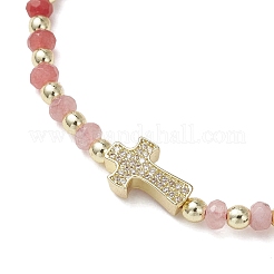 Pulseras trenzadas con cuentas de jade de Malasia teñido natural y rondelle&nbsp;BJEW-JB13395