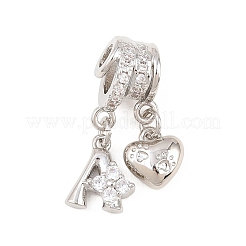 Alphabet Messing Micro Pave klarer Zirkonia Anhänger&nbsp;KK-Z151-20P
