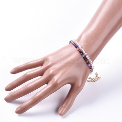 Set di braccialetti con perline in agata naturale e perle d'acqua dolce&nbsp;BJEW-JB05145-03