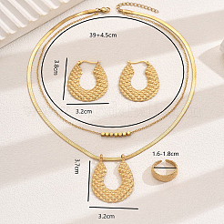 Creolen & doppellagige Halsketten & Manschettenring-Sets aus Edelstahl in Hufeisenform für Damen&nbsp;CJ2846