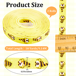 Ripsbänder aus Polyester mit Bienen-Aufdruck&nbsp;SRIB-WH20020-018E