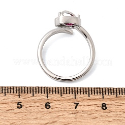 Anillos abiertos de latón con micropavé de circonitas cúbicas para mujer&nbsp;RJEW-L343-01P-04