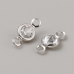 Breloques de connecteur en zircone cubique transparente pavée de laiton&nbsp;FIND-WH0148-052