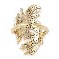 Bague ouverte en laiton avec micro pavé de zircons cubiques transparents pour femme&nbsp;RJEW-Q819-04G