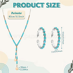 Set di collana e orecchini a bottone con pendente in perline rotonde in lega e turchese sintetico&nbsp;FS-WGF9BFC-01
