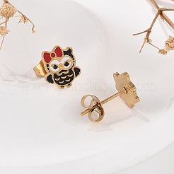 Boucles d'oreille en laiton émaillé&nbsp;EJEW-B119-01G-01