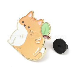 Forme de chat avec des épingles en émail orange&nbsp;JEWB-I052-02G-03