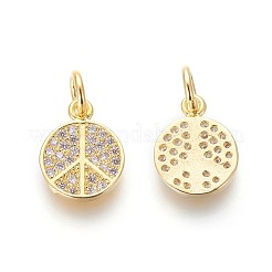 Breloques en laiton avec zircone cubique de micro pave&nbsp;X-ZIRC-J021-02G-RS
