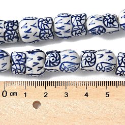 Hebras de cuentas de cerámica de porcelana azul y blanca hechas a mano&nbsp;PORC-L018-03A