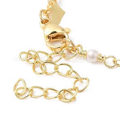 Coeur en laiton et abs en plastique perlé bracelets de chaîne à maillons pour femmes&nbsp;BJEW-G672-07G