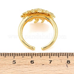Messing-Manschettenringe mit Blumenmuster für Damen&nbsp;RJEW-A088-03G