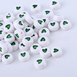 Perles de cœur avec lettre en acrylique opaque&nbsp;X-SACR-Q126-07