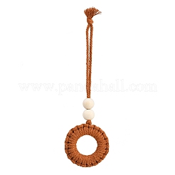 Decorazioni pendenti rotonde in cotone&nbsp;HJEW-JM04035-02