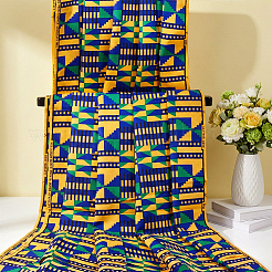 Tela de poliéster con estampado de cera tradicional africana&nbsp;DIY-WH0698-083