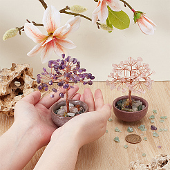 2 stücke 2 arten natürliche amethyst & rose quarz chips baum des lebens dekorationen&nbsp;AJEW-OC0014-06B