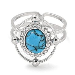 Bagues de manchette en acier inoxydable 304 avec turquoise synthétique&nbsp;G-Z056-04P-01
