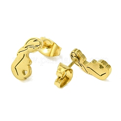 Orecchini a bottone in acciaio inossidabile 304 a tema giorno del ringraziamento&nbsp;LS-EJEW-B041-01G-02