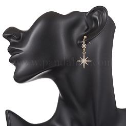 Boucles d'oreilles pendantes en laiton et strass en forme d'étoile&nbsp;EJEW-JE06824