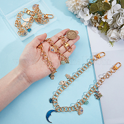 3 chaîne décorative en alliage d'émail avec breloque en strass et œil de lune&nbsp;HJEW-NB00285
