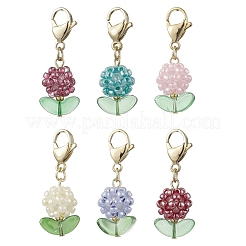 Perline di vetro a forma di fiore decorazioni pendenti con perline&nbsp;HJEW-MZ00195