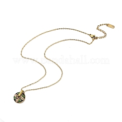 Collane rotonde piatte in acciaio inossidabile 304 smaltate per donna&nbsp;NJEW-Q028-01B-G