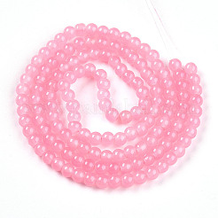 Hilos de cuentas redondas de vidrio imitación jade con pintura para hornear&nbsp;DGLA-Q021-6mm-03