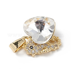 Colgantes de circonio cúbico micro pavé de latón chapado en oro real de 18k&nbsp;KK-C015-02G-17