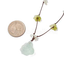 Colgante de pepitas de piedra natural en bruto con flor de lampwork hecha a mano&nbsp;NJEW-TA00210-01