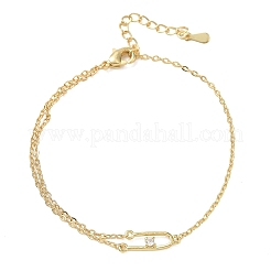 Bracelets en laiton à maillons en zircone cubique transparent&nbsp;BJEW-E114-01E-G