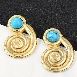 Spirale 304 Edelstahl synthetische türkis Ohrstecker für Frauen&nbsp;EJEW-U046-13G