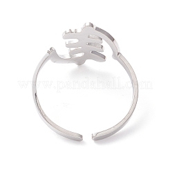 Anello polsino in acciaio inossidabile 304 a forma di spina di pesce anti-ossidazione per donna&nbsp;RJEW-B035-07P