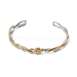 Brazaletes abiertos retorcidos de acero inoxidable 304 bicolor&nbsp;SA-CBA3E4B-03GP