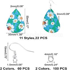 DIY 11 Paar Ohrringe aus Pu-Leder mit Blumenmuster&nbsp;DIY-FH0002-40