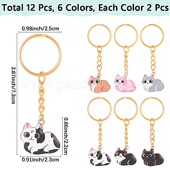 12 portachiavi in lega smaltata a forma di gatto&nbsp;KEYC-CP00006