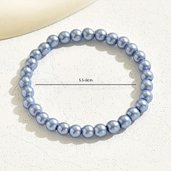 Bracelets extensibles uniques en perles de verre argentées rondes pour femmes&nbsp;YJ5137