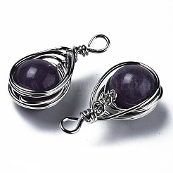Natürlichen Amethyst Edelsteinanhänger&nbsp;G-Q998-028