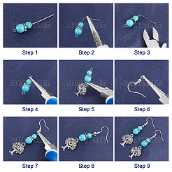 DIY-Bausätze für lange Ohrhänger mit Lebensbaum-Motiv&nbsp;DIY-SC0019-67