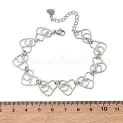 Hohlgehämmerte Gliederarmbänder aus Edelstahl 304 für Damen&nbsp;BJEW-F539-01B-P
