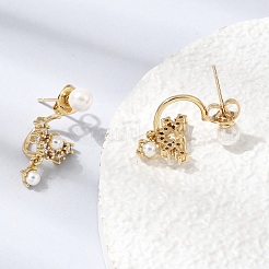 Aretes de latón con micro pavé de circonio cúbico para mujer&nbsp;KK-CBACA61-05G