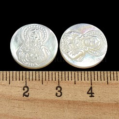 Cabochons de coquillages blancs naturels sculptés&nbsp;SSHEL-N038-06B-10