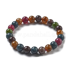 Pulseras elásticas con cuentas de calcedonia natural teñida y tratada térmicamente&nbsp;BJEW-F483-03-1